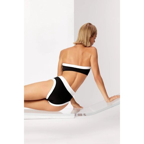 GIGI C Eddie Bikini Top in Black & White Colorblock XSmall Womens Swimsuit - Picture 9 of 16